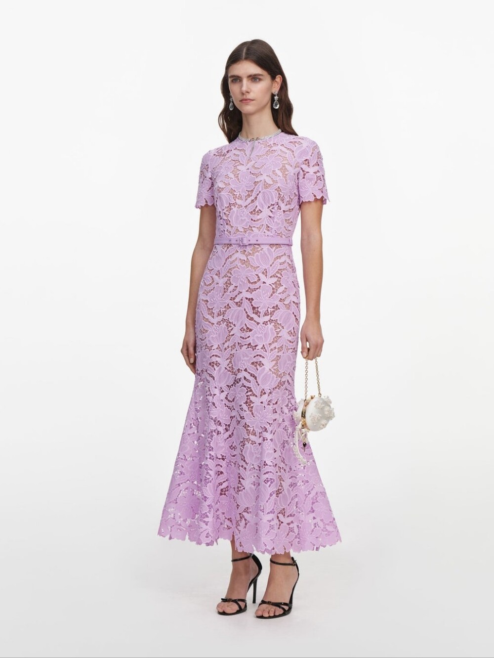 Self Portrait Lilac Lace Midi Dress - Picture 2 of 16